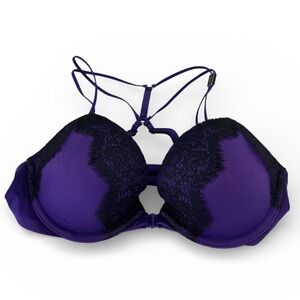 Victoria's Secret Very Sexy Pushup Bra Purple Black Lace Underwire 32C NWT